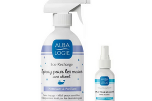 Spray sans alcool pour les mains de la marque Albalogie