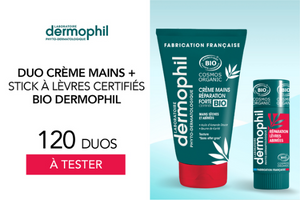 duo crème main réparation et stick lèvres abîmées Dermophil