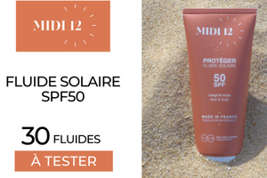 fluide solaire SPF50 de la marque Midi12