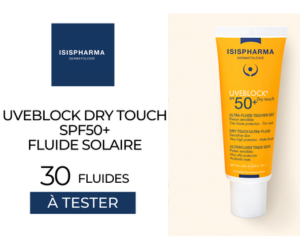fluide solaire Uveblock Dry Touch SPF50+ Isispharma
