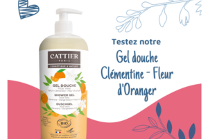 un gel douche clémentine-fleur d'oranger Cattier