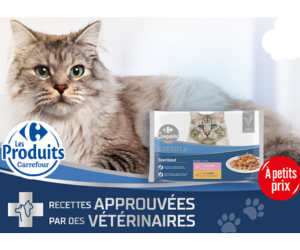 un sachet d'effilés en sauce pour chat stérilisé Carrefour Companino Expert