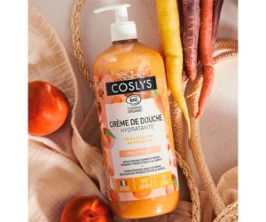 crème de douche hydratante pêche et carotte bio de Coslys