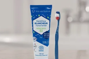 brosse à dents Parti Prix et dentifrice blancheur bio Les Vertueux