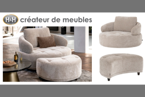 fauteuil IVANA avec pouf de la marque H&H
