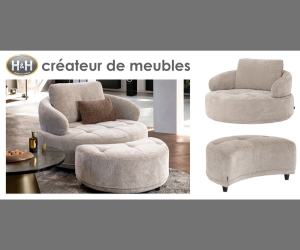 fauteuil IVANA avec pouf de la marque H&H